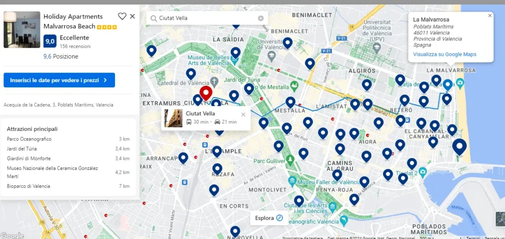 alloggiare a Valencia vicino al mare