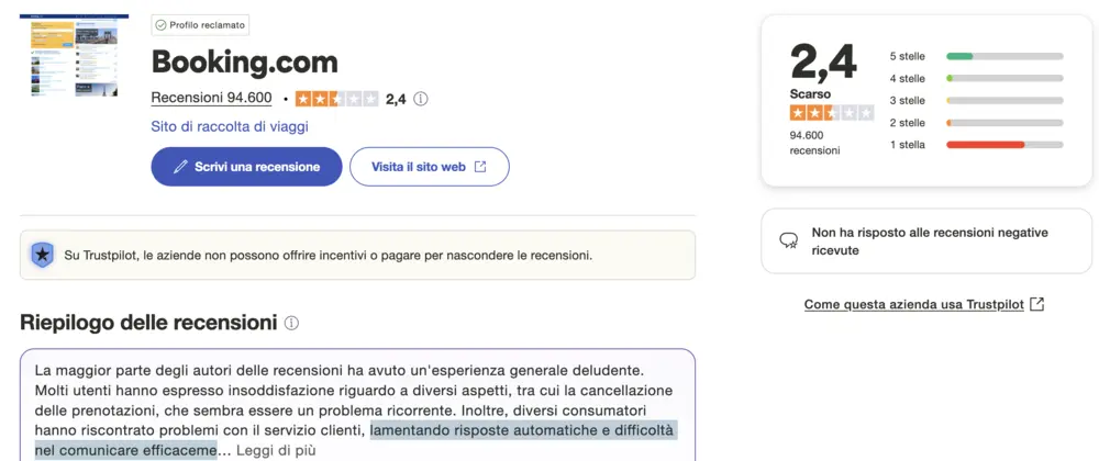 noleggio auto con booking recensioni
