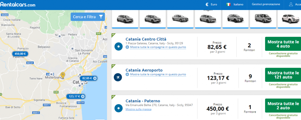 Dove conviene noleggiare auto a Catania?
