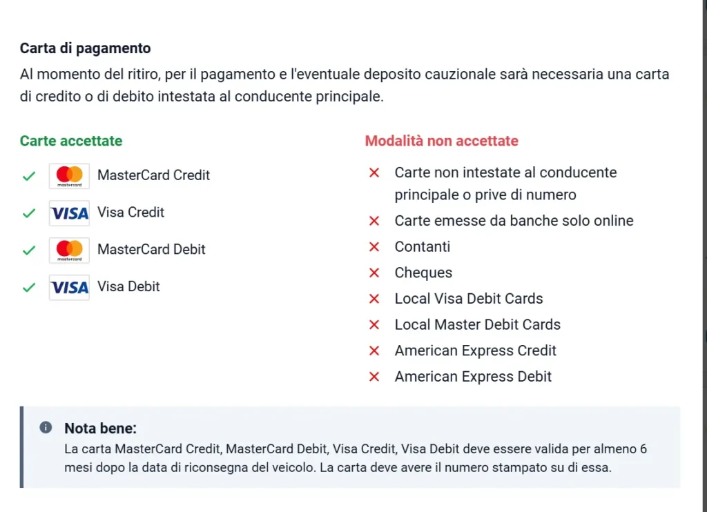noleggio auto marocco senza carta di credito