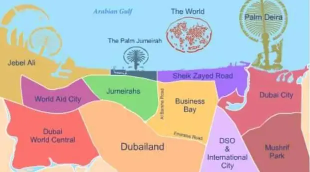 mappa quartieri dubai