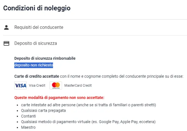 autonoleggio senza cauzione