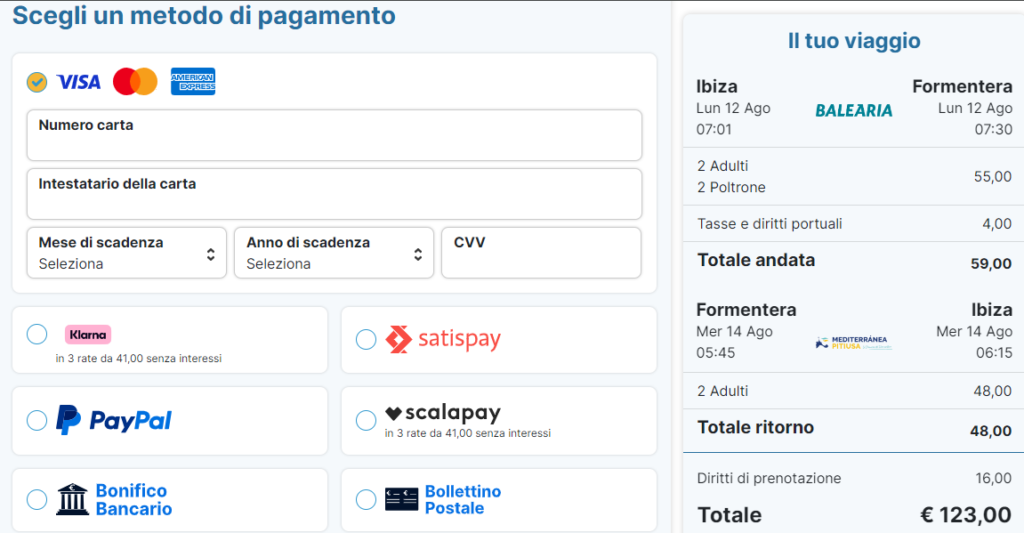 traghetto ibiza formentera costo