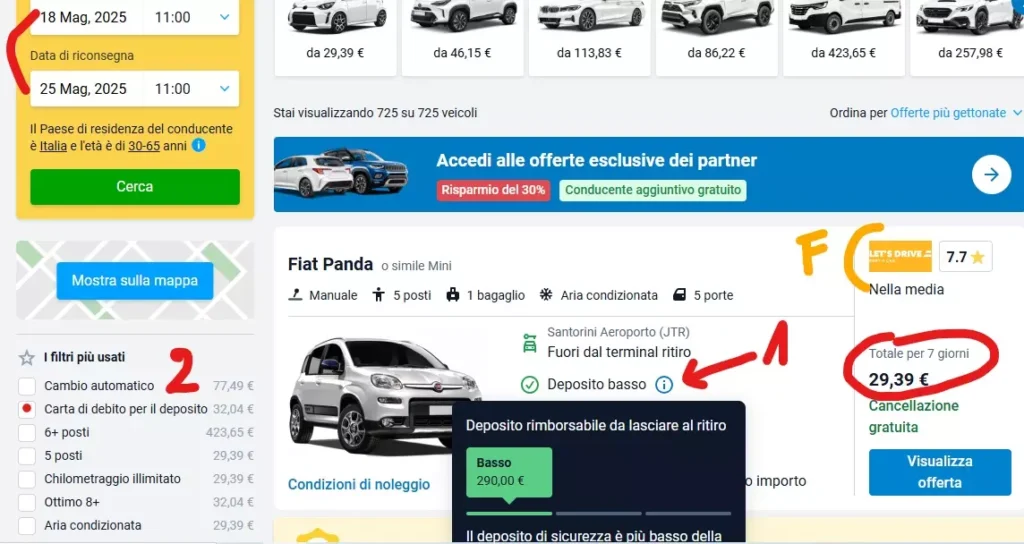 Noleggio auto Santorini